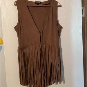 Suede fringe vest